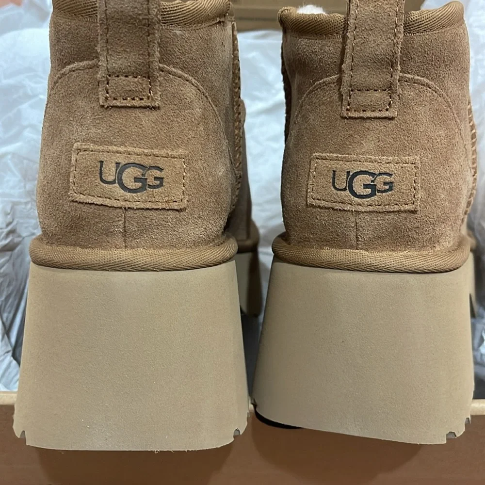 UGG Chestnut Suede Platform Ankle Boots - Picture 2 of 13